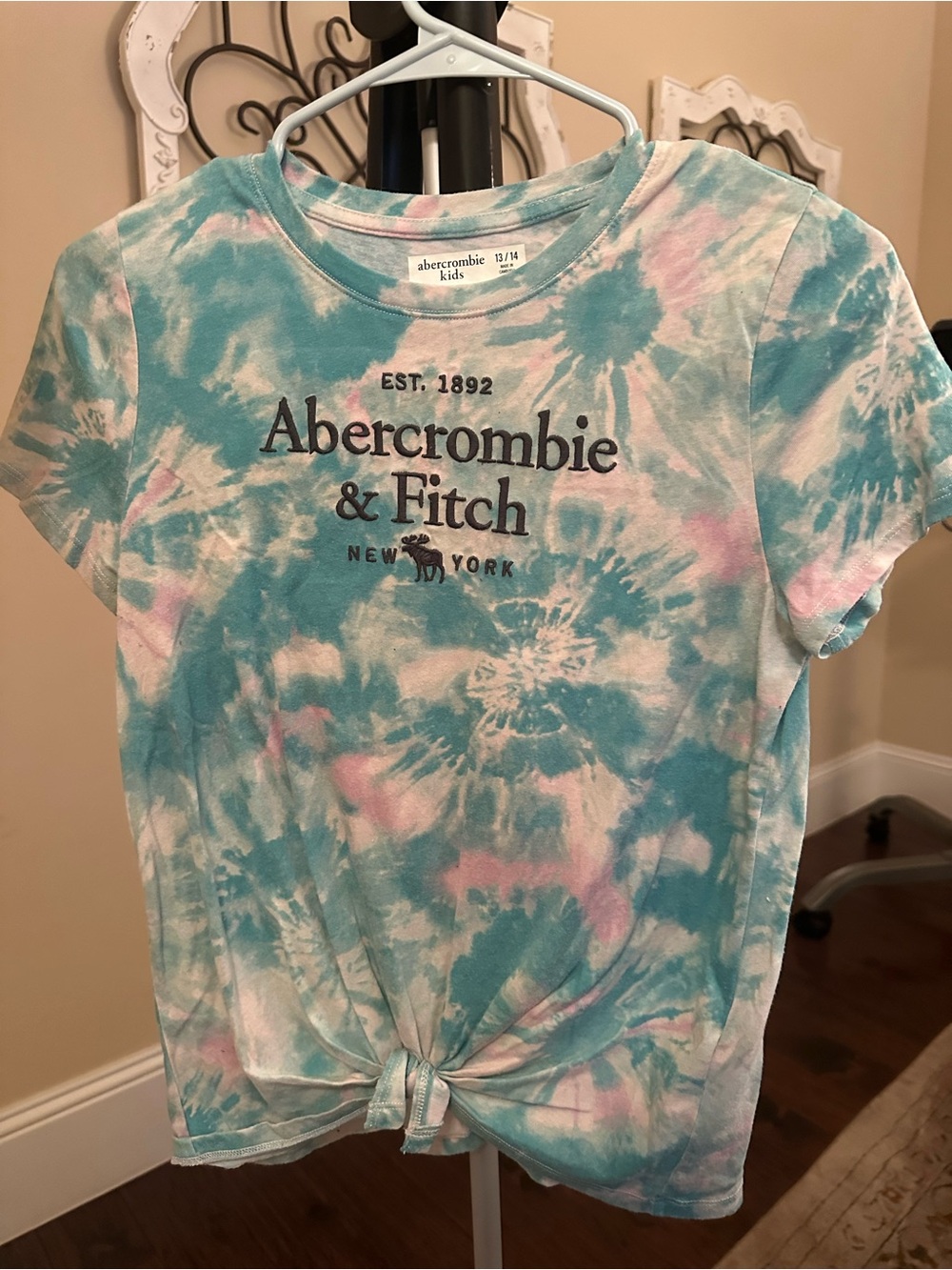 abercrombie kids Teal & Pink Tie-Dye Short Sleeve Tee